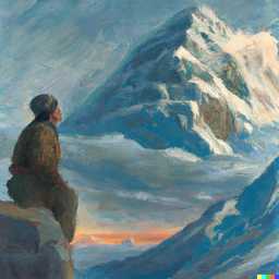 someone gazing at Mount Everest, painting from the 20th century generated by DALL·E 2